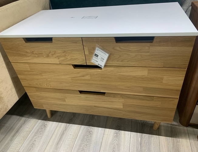 Комод Lagom белый жемчуг/ масло -воск Natura ( дуб) 