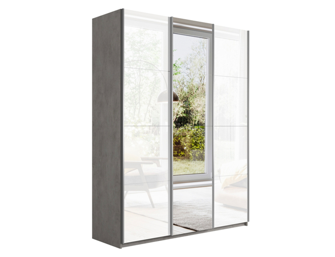 Шкаф-купе Прайм Люкс з-х дверный (Стекло/зеркало), Бетон