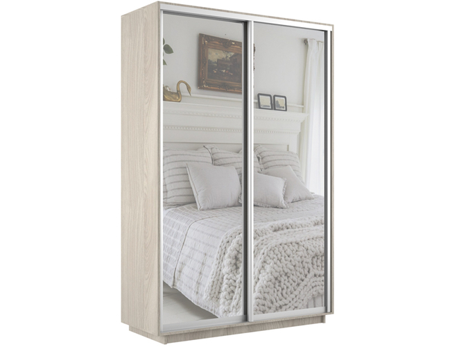 Шкаф-купе Экспресс 2-х дверный (Зеркало), Ясень Шимо светлый