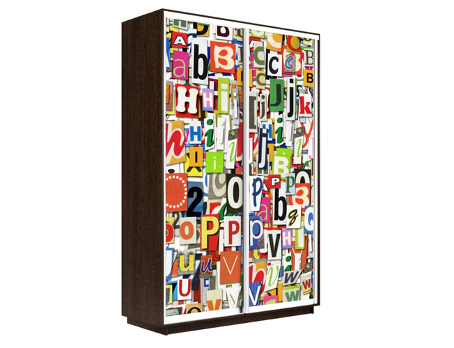 Шкаф-купе Экспресс 2-х дверный (Фото №1017 Буквы), Венге