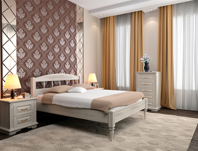 Кровать из массива Флоренция 1 беленый дуб ясень