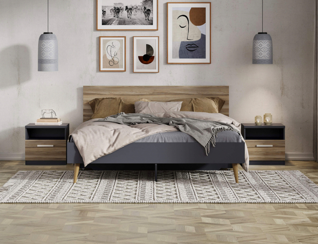 Кровать Ines (графит), ЛДСП ясень ориноко