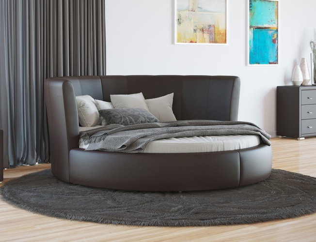 Купить круглую кровать Luna экокожа Венге