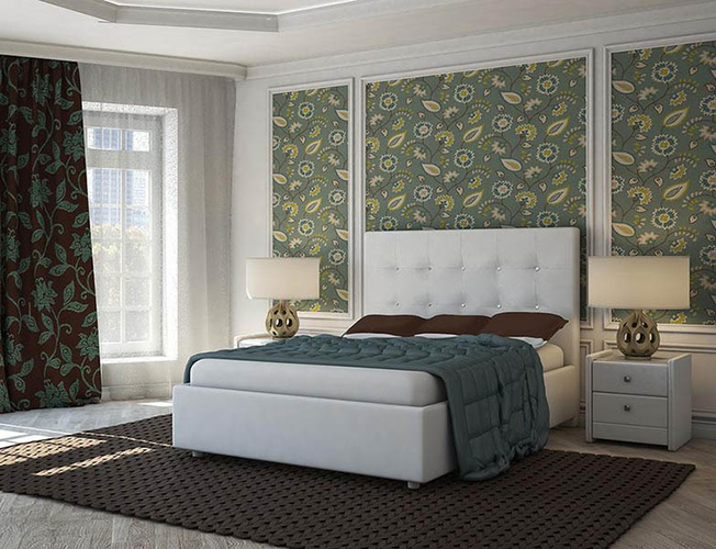 Белая кровать со стразами Crystal